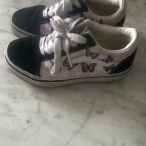 Vans Kids Black and White Butterfly Sneakers